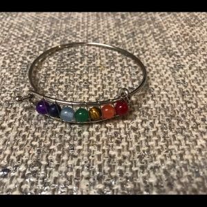 7 Chakra Stone Natural Bracelet Silver